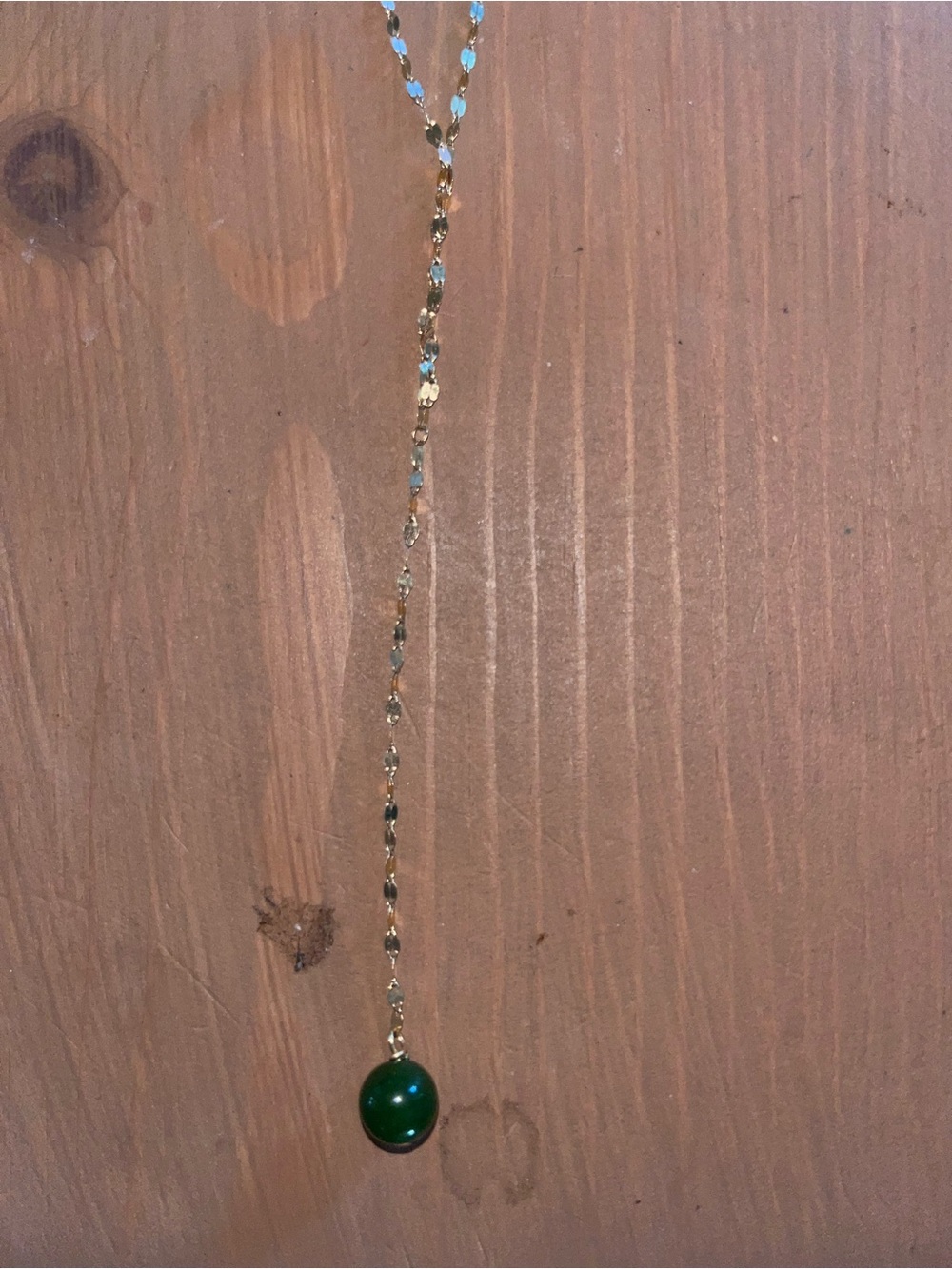 14k gold Singapore chain with genuine jade pendant 585 stamp solid gold like new